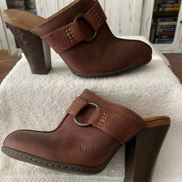 Born b.o.c. Oil Tanned Leather Clogs Mules Heels Brown 6 - Picture 8 of 12